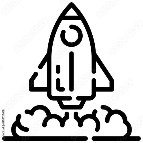 launch rocket vector outline icon