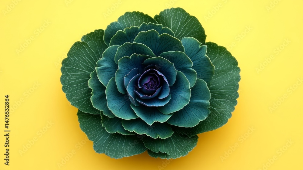 Obraz premium Green Artichoke Blossom, Isolated on Yellow, Unique Structure and Texture, Nature Photography