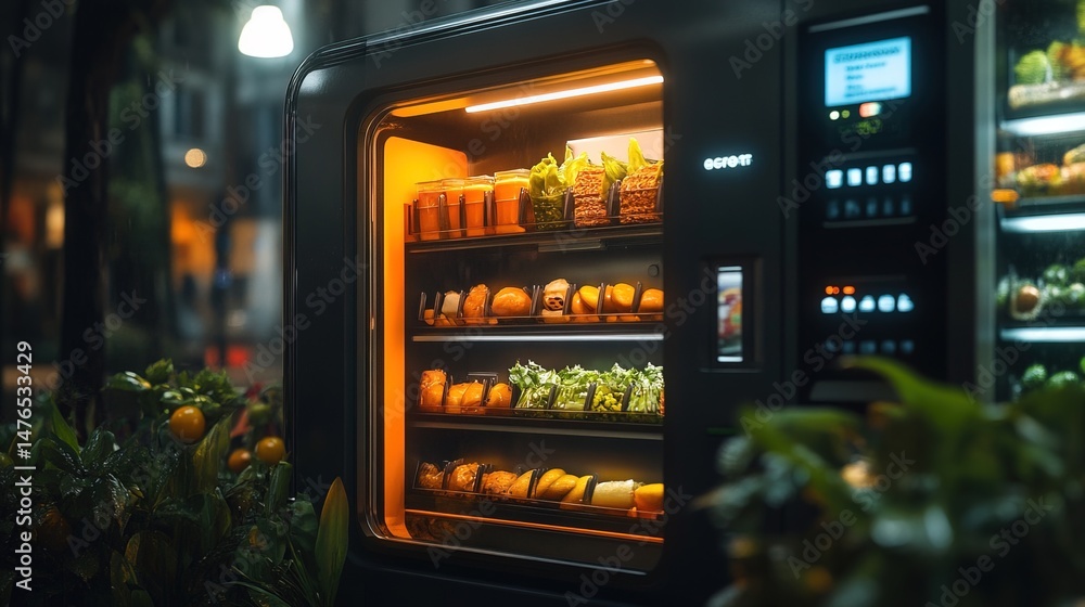 A futuristic vending machine dispensing food using face recognition A futuristic vending machine dispensing food using face recognition