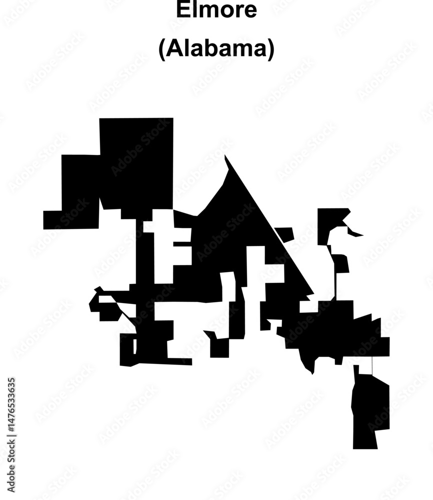 Obraz premium Elmore (Alabama) blank outline map