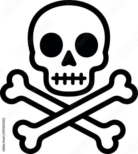 Skull With Crossbones vector black silhouette print design