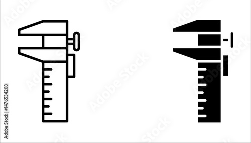 Vernier caliper icon set. sign for mobile concept and web design on white background
