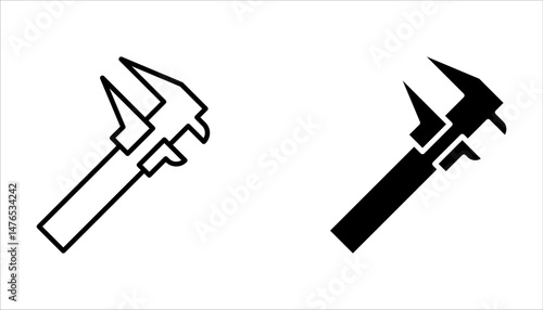 Vernier caliper icon set. sign for mobile concept and web design on white background