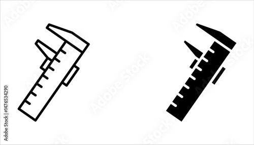 Vernier caliper icon set. sign for mobile concept and web design on white background