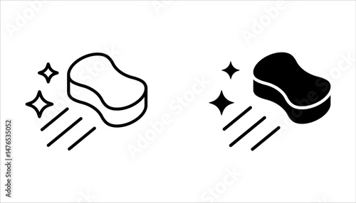 Cleaning sponge linear icon set. Kitchen sponge. Thin line illustration on white background.