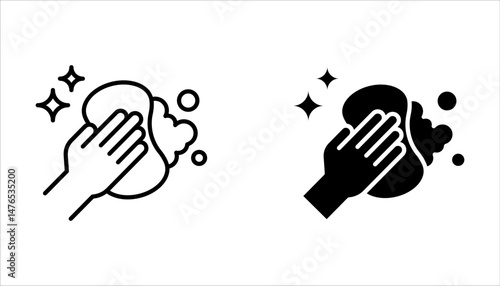 Cleaning sponge linear icon set. Kitchen sponge. Thin line illustration on white background.