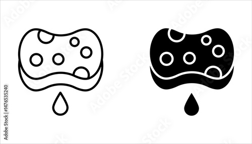 Cleaning sponge linear icon set. Kitchen sponge. Thin line illustration on white background.