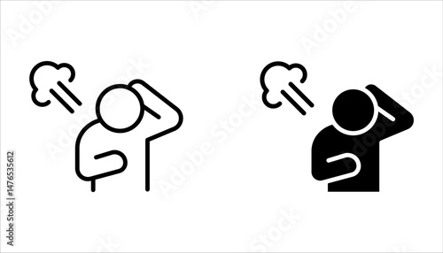 Depression line icon set. Depress, sad, lonely, loneliness, alone, person, sorrow, stress concept on white background