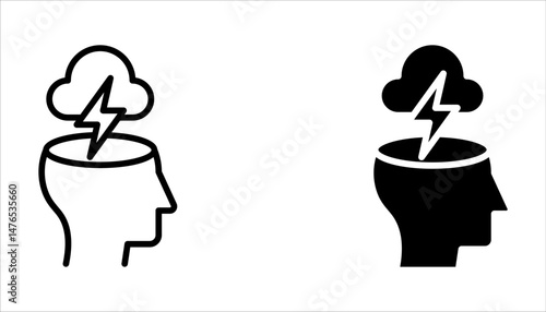 Depression line icon set. Depress, sad, lonely, loneliness, alone, person, sorrow, stress concept on white background