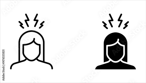 Depression line icon set. Depress, sad, lonely, loneliness, alone, person, sorrow, stress concept on white background