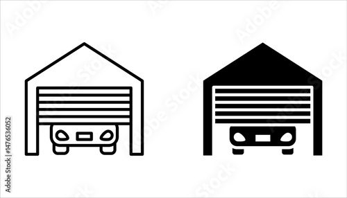 Garage icon set. vehicle, carport, storage, automobile, car icon on white background