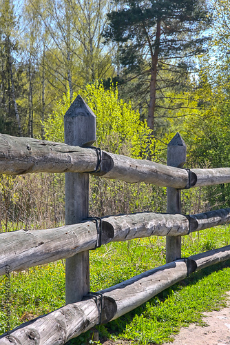 a very old wooden fence