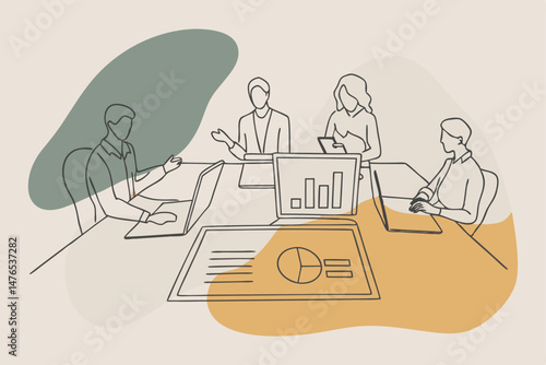Business Data Analysis and Reporting Vector Illustration