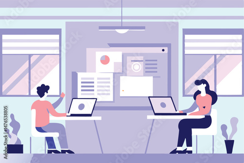 Business Data Analysis and Reporting Vector Illustration