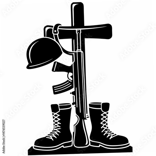  battlefield cross- rifle- helmet- boot