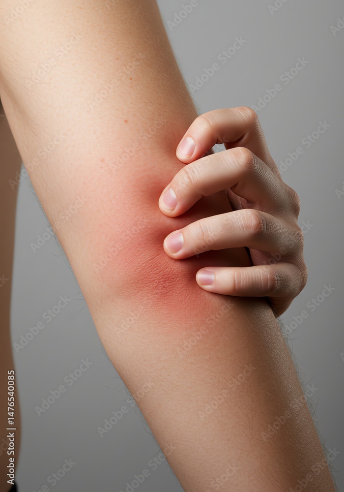 Inflamed Elbow: A Close-Up Study of Red, Itchy Skin Inflamed Elbow: A Close-Up Study of Red, Itchy Skin