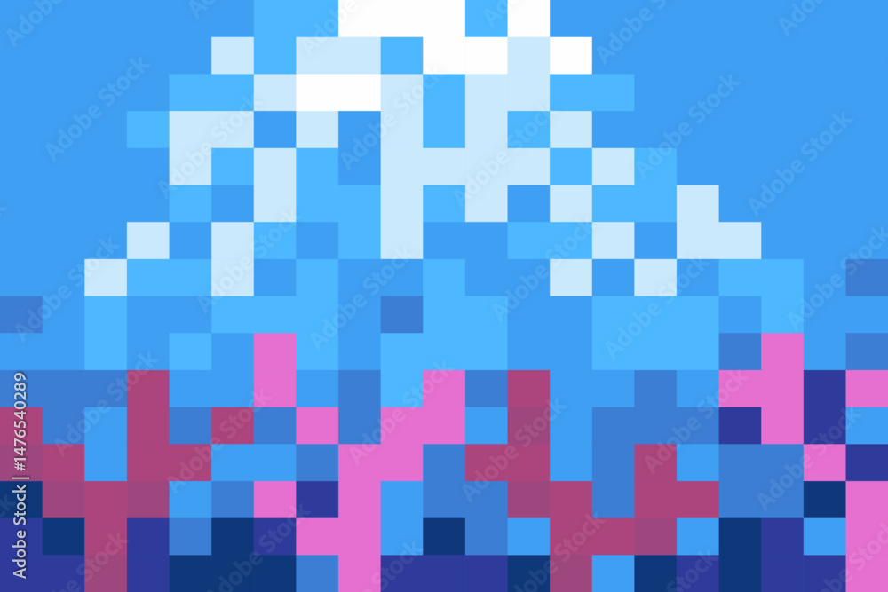 pixel art seascape underwater - rays of light squash the thickness of water and corals. illustration from square blocks for conceptual pixel game pixel art seascape underwater - rays of light squash the thickness of water and corals. illustration from square blocks for conceptual pixel game