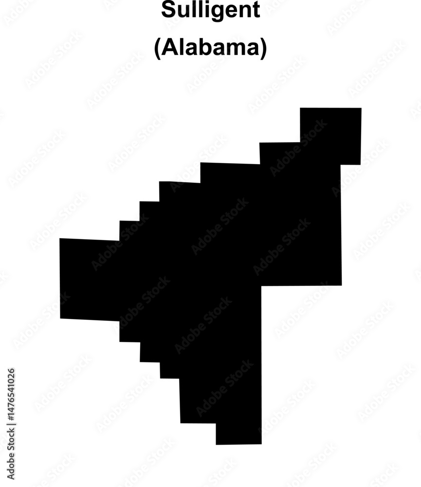 Sulligent (Alabama) blank outline map Sulligent (Alabama) blank outline map