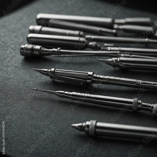 A sleek metal ballpoint pen with black ink is isolated on paper, ready to sign a business document