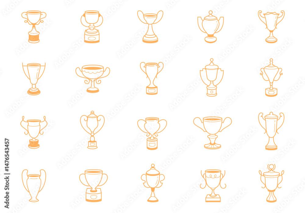 Trophy Lineart Icon Element Set Trophy Lineart Icon Element Set