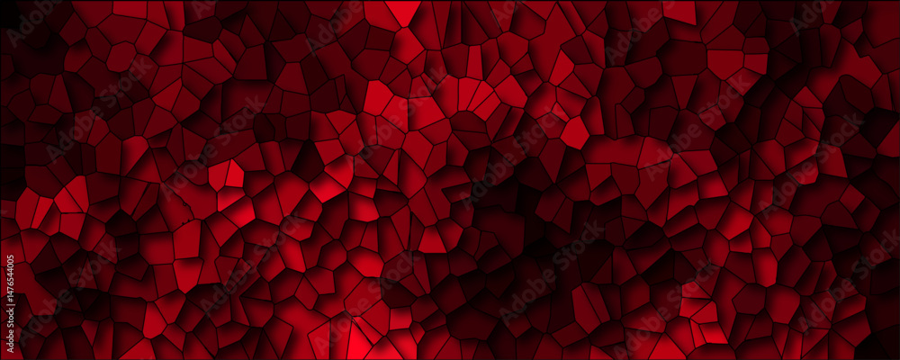 Abstract colored dark red geometric hexagonal hexagon mosaic cement stone textured background. Abstract stone concrete tile wall banner design. Broken Stained Glass Background with dark lines. Abstract colored dark red geometric hexagonal hexagon mosaic cement stone textured background. Abstract stone concrete tile wall banner design. Broken Stained Glass Background with dark lines.