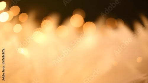 Dreamy Golden Bokeh Lights with Ethereal Soft Glow Abstract Background