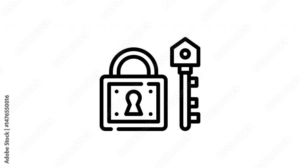 icon line motion graphic key padlock icon line motion graphic key padlock