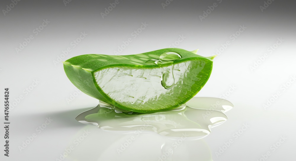 Obraz premium Aloe Vera Slice with Water Drop