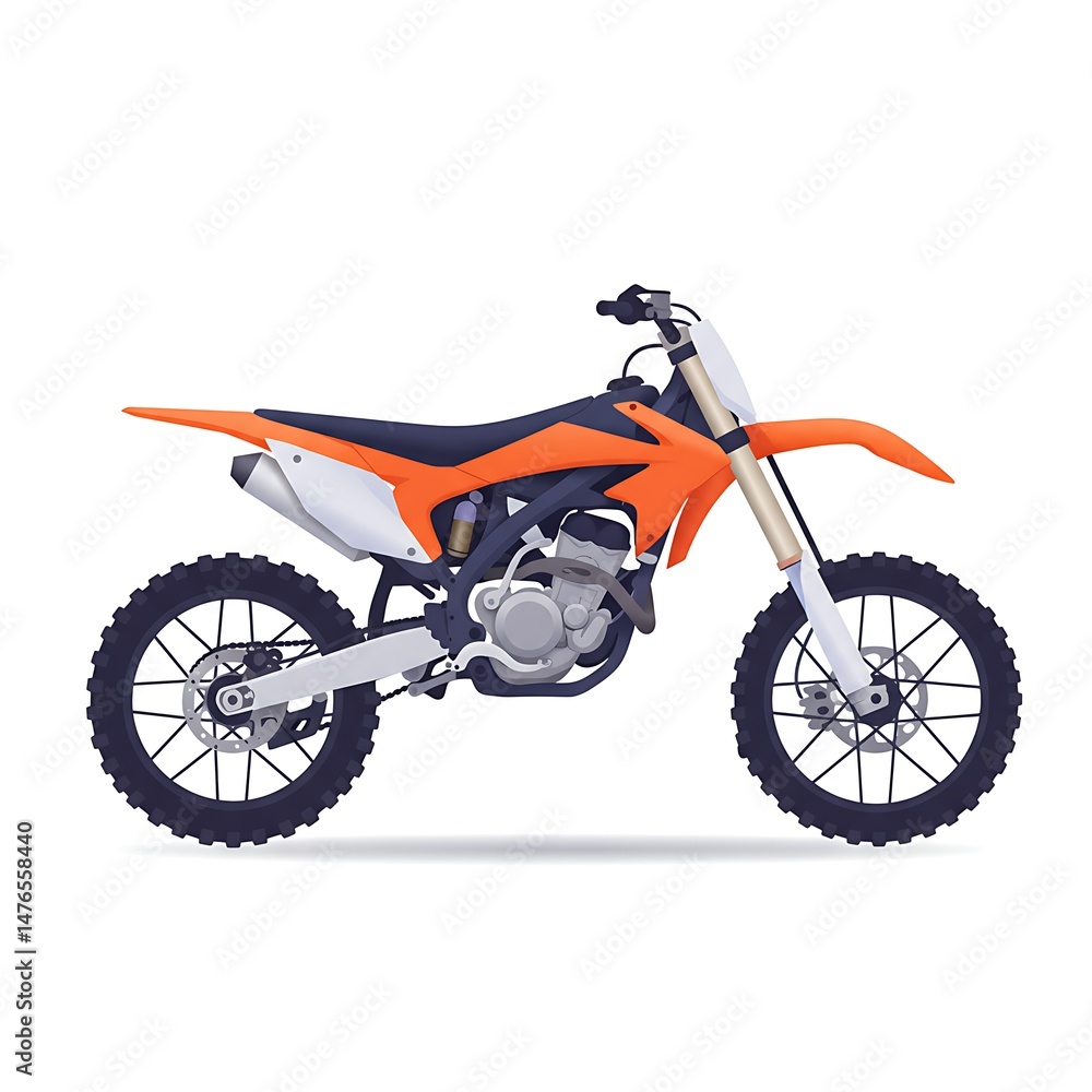 Fototapeta premium Orange dirt bike isolated on white background