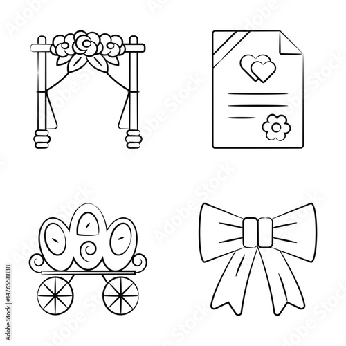 Get this amazing hand drawn icon of wedding and celebration