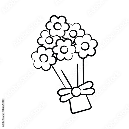 Visually appealing hand drawn icon showing flower bouquet