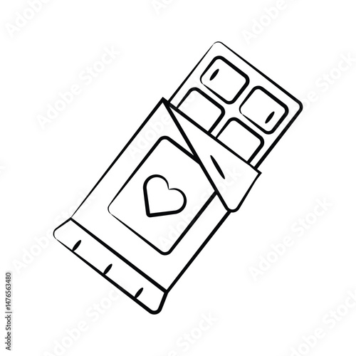 A captivating hand drawn icon showing chocolate bar
