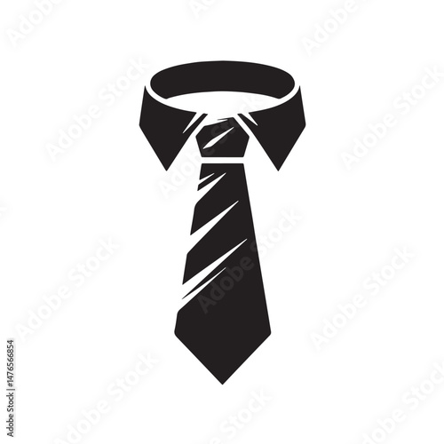 Tie Silhouette line art vector illustration on white background