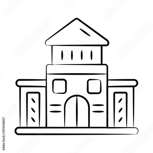 Premium hand drawn icon showing marriage hall venue