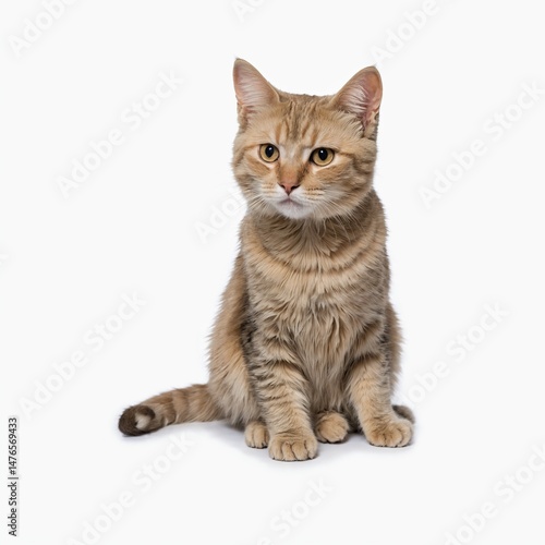 Beautiful Cute Brown Cat Isolated on White