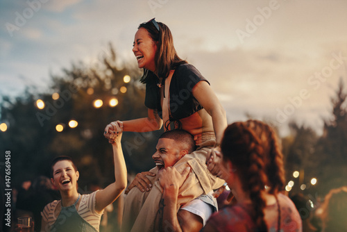 Friends at a summer festival concert