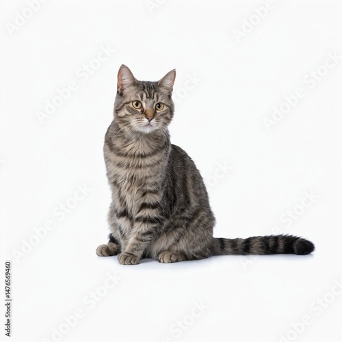 Portrait of beautiful grey cat isolated on white