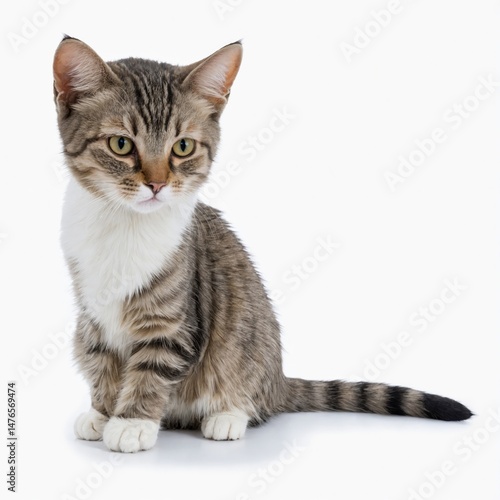 British cat isolated on white, Cute little kitten white background