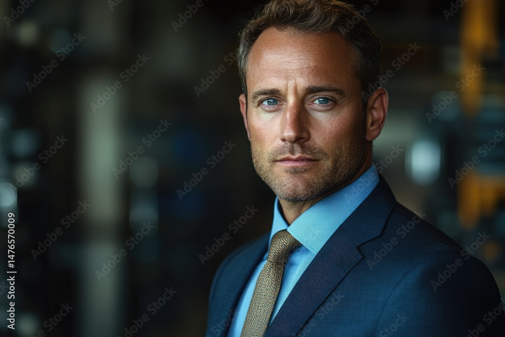 A professional man in a dark blue suit and light blue shirt, looking directly at the camera. A professional man in a dark blue suit and light blue shirt, looking directly at the camera.