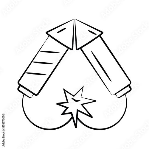 A well crafted hand drawn icon showing firecrackers