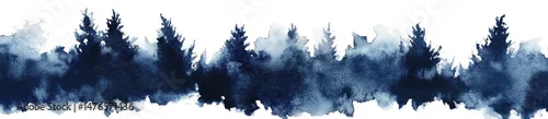 Obraz  z motywem Misty Forest Watercolor