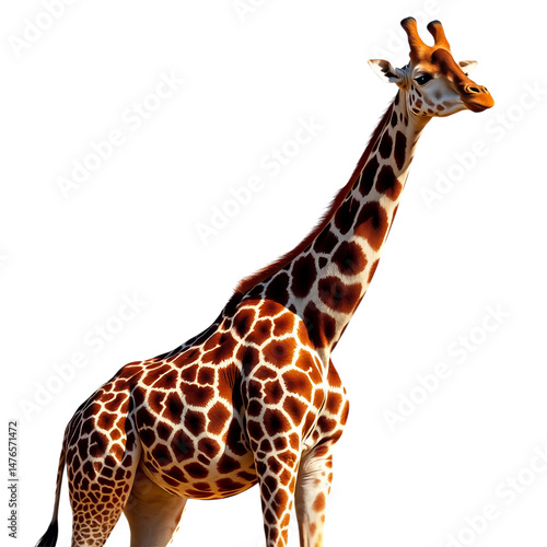 Majestic Giraffe  Witness the towering grace of a giraffe against a vibrant backdrop  its distinctive patterned coat and towering stature showcasing the wonders of nature.