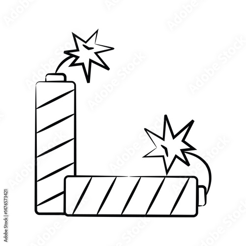 A captivating hand drawn style icon of wedding firecrackers