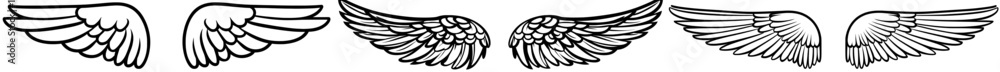 A black drawing of angel feathers serves as a heraldic wings emblem A black drawing of angel feathers serves as a heraldic wings emblem