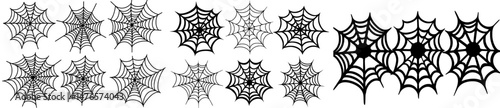 A border of cobwebs is depicted, along with black abstract frames that evoke a sense of horror, particularly around Halloween, featuring spooky and isolated spiderweb dividers, as well as modern