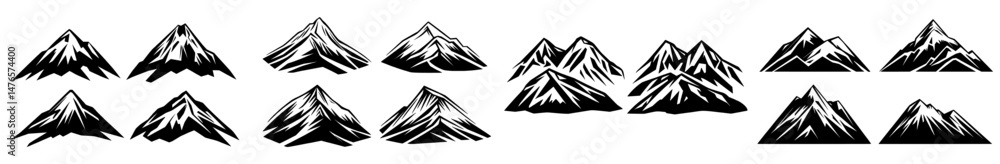 Modern illustrations of mountains feature hand drawn designs, sketches of mountains, and natural scenery with various mountain types Modern illustrations of mountains feature hand drawn designs, sketches of mountains, and natural scenery with various mountain types