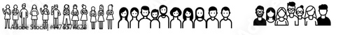 A set of people icons in a trendy flat design style is available for use in various applications, including website design, logos, apps, and UI, all in isolation, for stock purposes