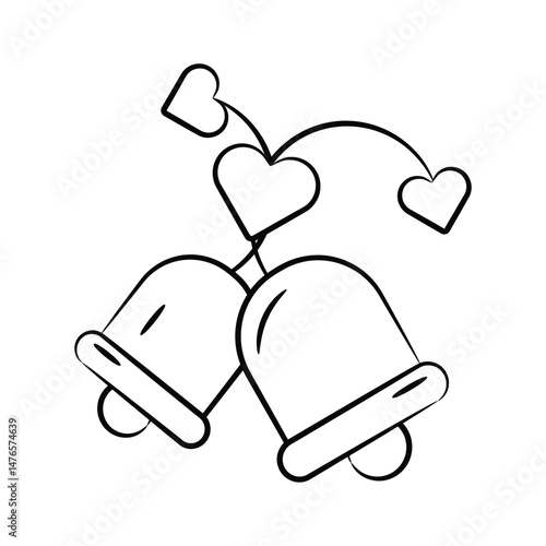A handy doodle style icon showing wedding bells