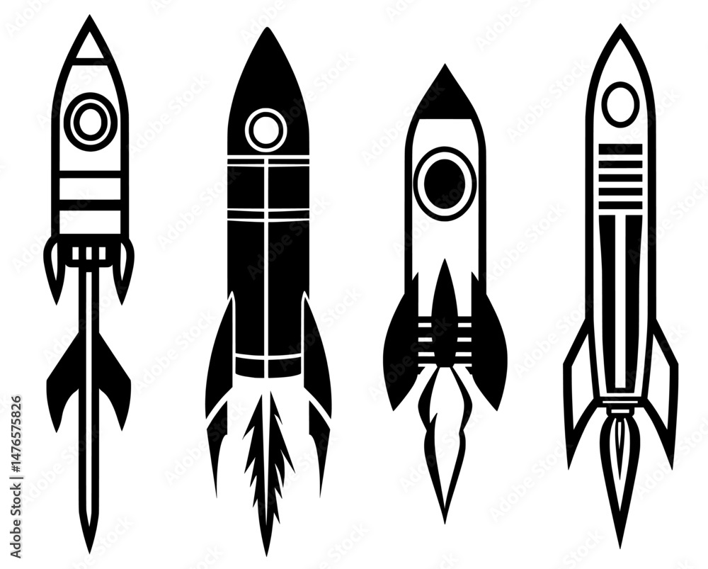 The icon for a shuttle launch is a black rocket which represents a spaceship symbol The icon for a shuttle launch is a black rocket which represents a spaceship symbol