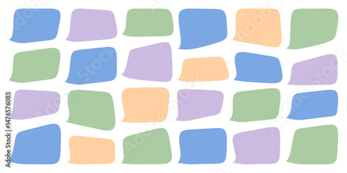 Speech bubble horizontal thought. Text chat talk balloon, cloud dialogue comic speak. Fun message vector shape. Cute cartoon word listening icon. Grunge angry quote think, Simple paper conversation